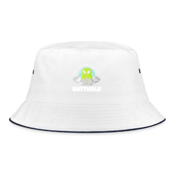 Alien UFO Humor Saying - Bucket Hat - white/navy - Front