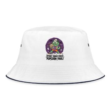 Monster Horror Fan Popcorn Filmabend - Bucket Hat - Weiß/Navy - Vorne