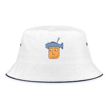 Prise du jour : illustration du chapeau de poisson décalé - Bob - blanc/marine - Devant