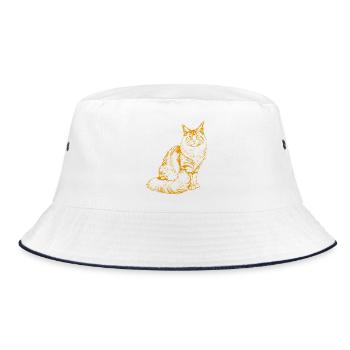 Majestic MaineCoon Minimalist Ginger color Drawing - Bucket Hat - Weiß/Navy - Vorne