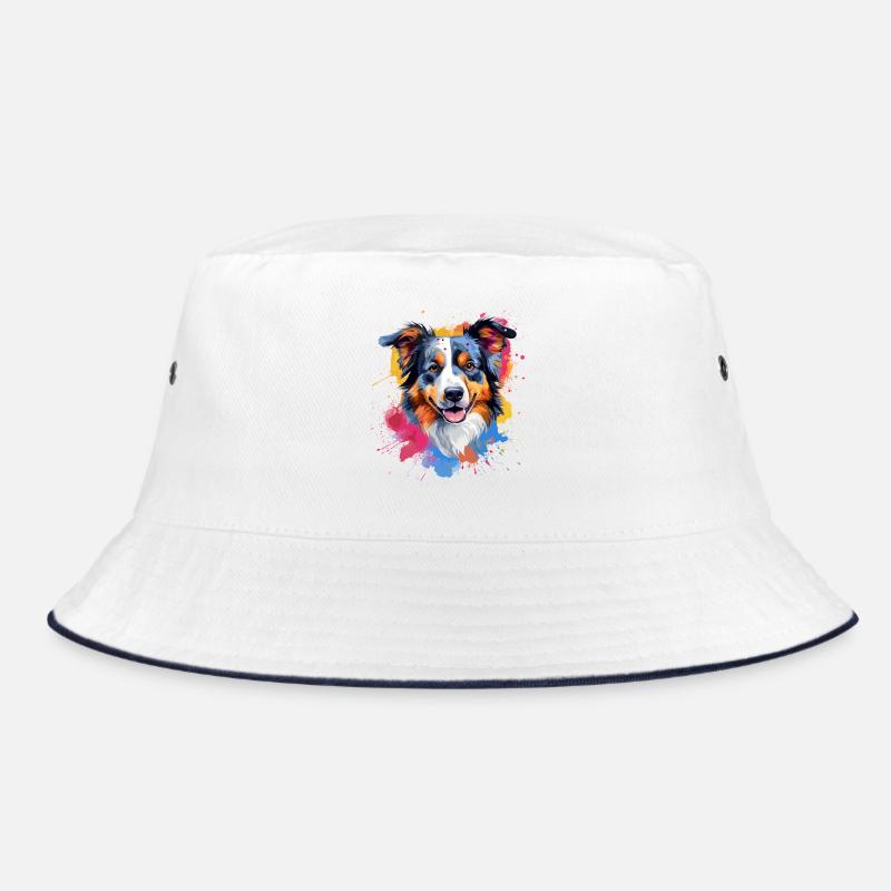 Australian Shepherd Dog Splash Art Bunt Bucket Hat