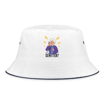 Gewitter-Alarm: Omi am Telefon - Bucket Hat - Weiß/Navy - Vorne