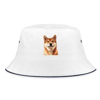 Shiba Inu Portrait Illustration - Bob - blanc/marine - Devant