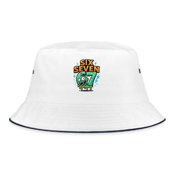 Six Seven 67 Zombie Horror Humor Italian Brainrot - Bucket Hat - Weiß/Navy - Vorne