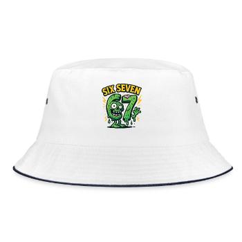 Six Seven 67 Zombie Horror Humor Italian Brainrot - Bucket Hat - Weiß/Navy - Vorne