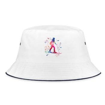 Alpine skier Winter sports Ski touring - Bucket Hat - white/navy - Front