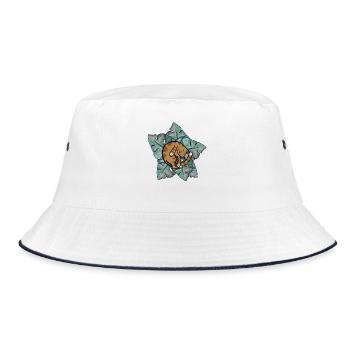 Cat Nap on Monstera Leaves - Bucket Hat - white/navy - Front