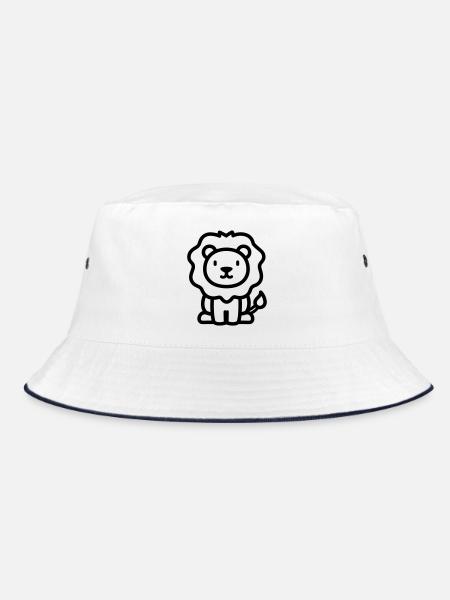 lion - Bucket Hat - white/navy - Front