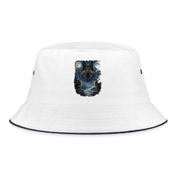Zwei Monde German Sheperd - Bucket Hat - Weiß/Navy - Vorne