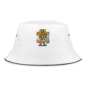 Six Seven 67 Science Humor Nerd Gift Idea - Bucket Hat - white/navy - Front