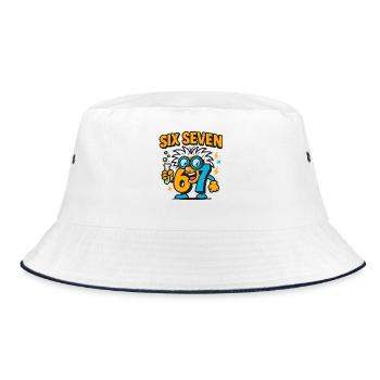 Six Seven 67 Science Humor Nerd Gift Idea - Bucket Hat - white/navy - Front