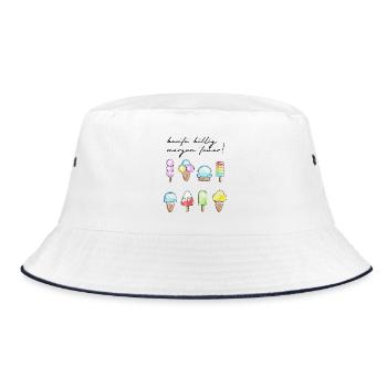 Farbige Eiskunst Eiscreme Motive - Bucket Hat - Weiß/Navy - Vorne