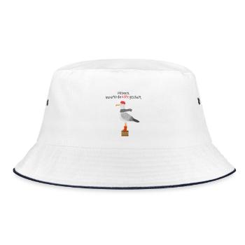  Lustiger Möwe Spruch  Mittwoch Halb Geschafft  - Bucket Hat - Weiß/Navy - Vorne