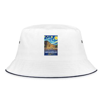 Middlesbrough England Stadtansicht Sternenstil - Bucket Hat - Weiß/Navy - Vorne