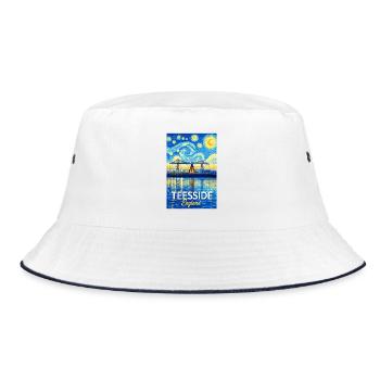 Teesside Neon-Brücke England - Bucket Hat - Weiß/Navy - Vorne
