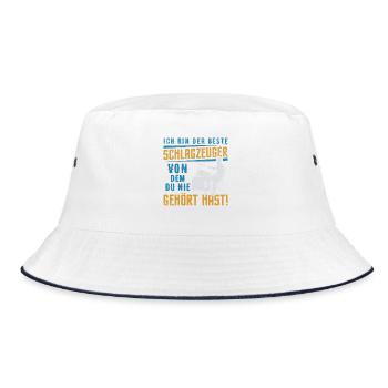 Schlagzeuger Der Nie Gehörte Star / Lustiger Spruc - Bucket Hat - Weiß/Navy - Vorne