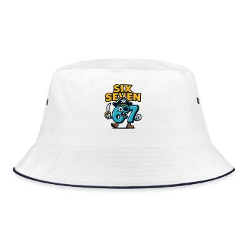 Six Seven 67 Pirat Italian Brainrot Humor Lustig - Bucket Hat - Weiß/Navy - Vorne