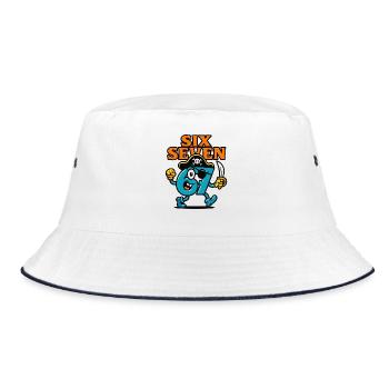 Six Seven 67 Pirat Italian Brainrot Humor Lustig - Bucket Hat - Weiß/Navy - Vorne