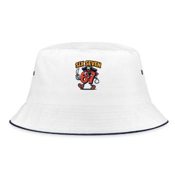 Six Seven 67 Pirat Italian Brainrot Humor Lustig - Bucket Hat - Weiß/Navy - Vorne