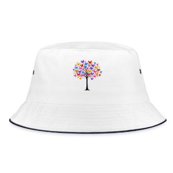 Butterflies Tree Nature Butterfly Lover - Bucket Hat - white/navy - Front