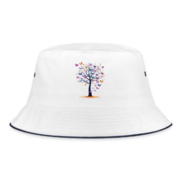 Butterflies Tree Nature Butterfly Lover - Bucket Hat - white/navy - Front