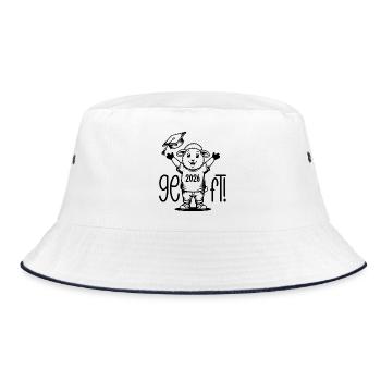 Geschafft! Schaf Doktorhut Freude Abschluss 2026 - Bucket Hat - Weiß/Navy - Vorne