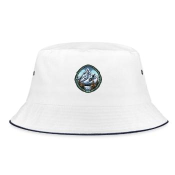 Berggipfel im Waldrahmen - Bucket Hat - Weiß/Navy - Vorne