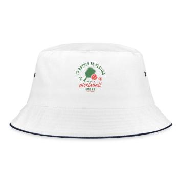 Pickleball Funny Player Playing Pickleball Court - Bucket Hat - white/navy - Front
