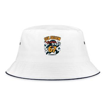 Six Seven 67 Italian Brainrot Ninja Humor Funny - Bucket Hat - white/navy - Front