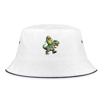 Saure Gurke reitet auf Dinosaurier - Bucket Hat - Weiß/Navy - Vorne