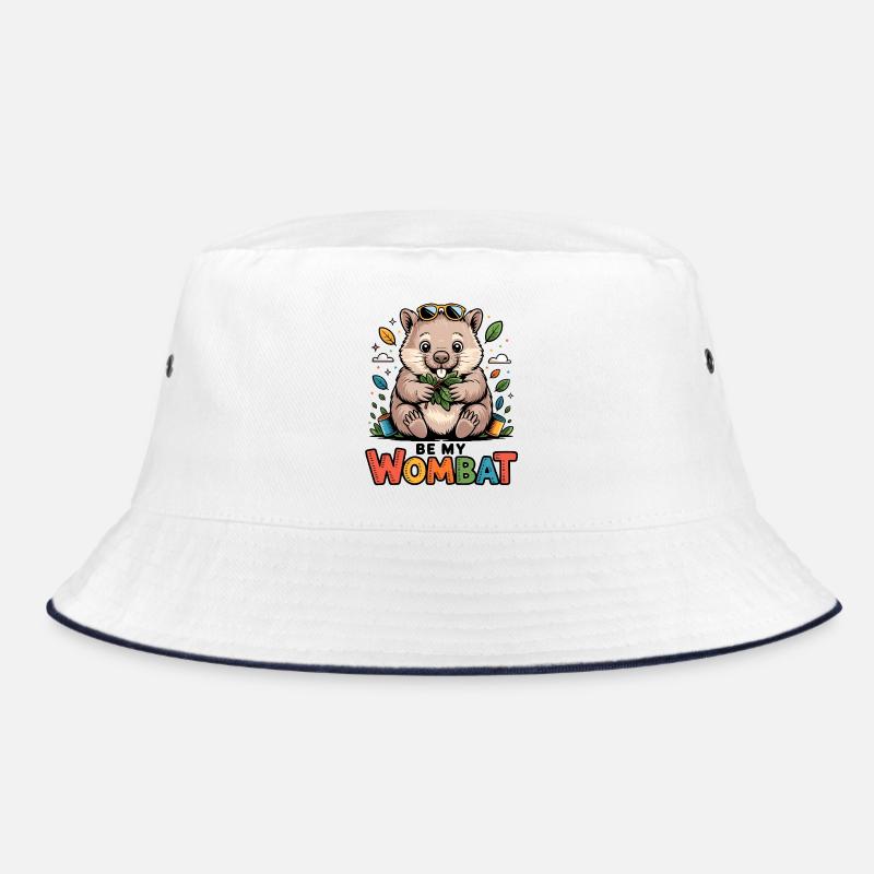 Wombat mit Blättern und Sonnenbrille Bucket Hat