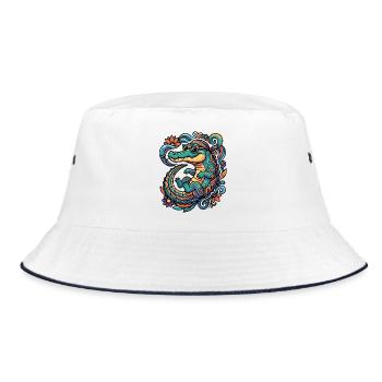 Motif rétro Crocodile Creative Tropics Summery - Bob - blanc/marine - Devant