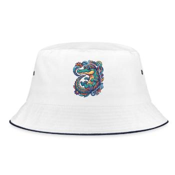Colorful Crocodile Summer Water Sunglasses - Bucket Hat - white/navy - Front