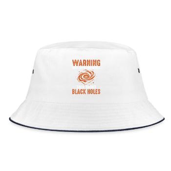 Warnung: Gespräch über Schwarze Löcher - Bucket Hat - Weiß/Navy - Vorne