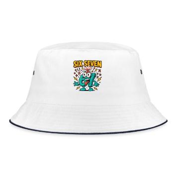 Six Seven 67 Italian Brainrot Nerd Humor Funny - Bucket Hat - white/navy - Front