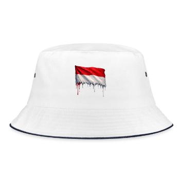Indonesien Flagge Tropfenkunst - Bucket Hat - Weiß/Navy - Vorne