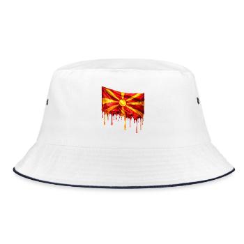 Macedonian Flag Drop - Bucket Hat - white/navy - Front