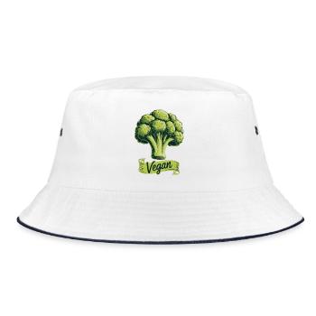 Vegan T-Shirt Broccoli Vegan Lifestyle Nutrition - Bucket Hat - white/navy - Front