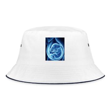Blue Ultrasonic Baby in Womb - Bucket Hat - white/navy - Front