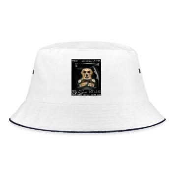 Hund Radar Kontrolle Blitzer - Bucket Hat - Weiß/Navy - Vorne