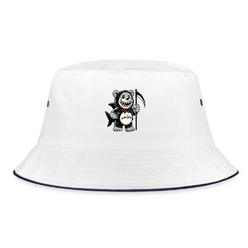 Grinning Bear with Scythe - Bucket Hat - white/navy - Front