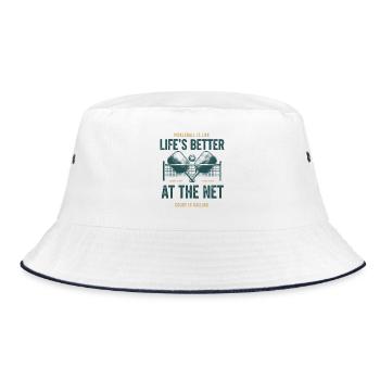 Pickleball Funny Player Pickle Ball Net Balls - Bucket Hat - white/navy - Front