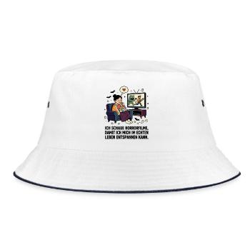 Horror Filme Abend Humor - Bucket Hat - Weiß/Navy - Vorne