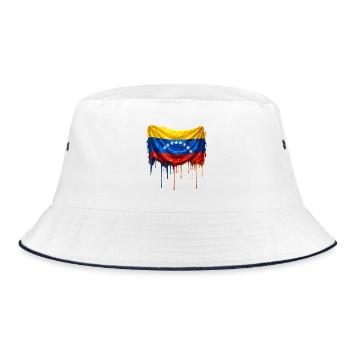 Venezuela Tropfenflagge - Bucket Hat - Weiß/Navy - Vorne