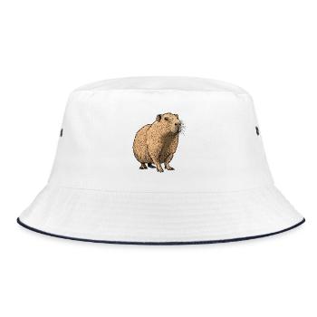 Nature Tones Capybara Illustration - Bucket Hat - white/navy - Front