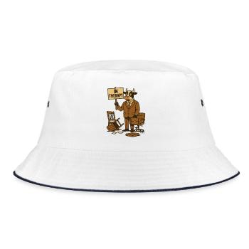 Kuh in der Therapiepraxis Humor - Bucket Hat - Weiß/Navy - Vorne