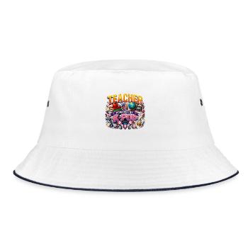 Teacher Powered By K Pop - Bucket Hat - white/navy - Front