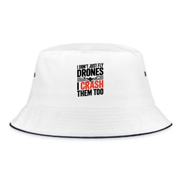 I Don't Just Fly Drones I Crash Them Too Funnier - Bucket Hat - white/navy - Front