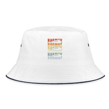Vintage Eisenbahn - Bucket Hat - Weiß/Navy - Vorne