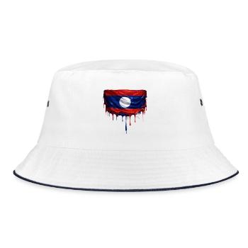 Laos flag colorful color - Bucket Hat - white/navy - Front